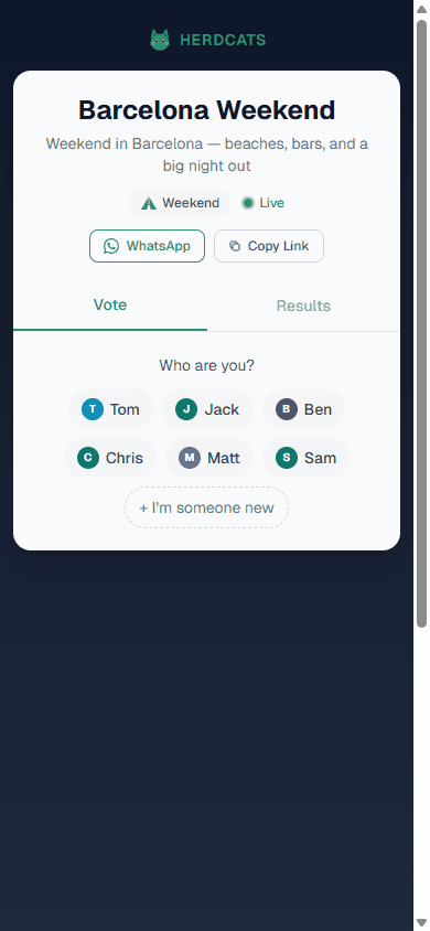 Group voting on dates in HerdCats